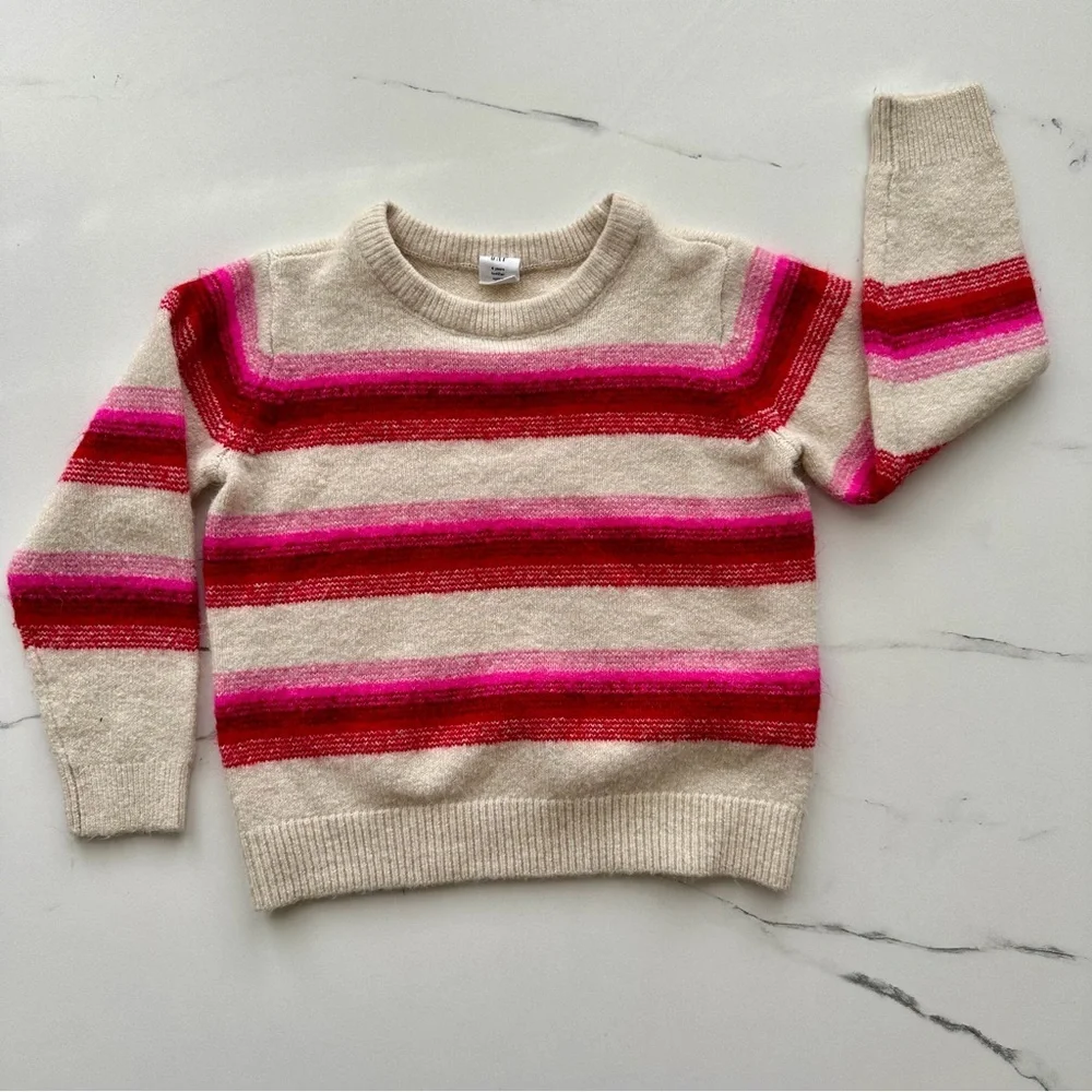 Baby Gap Toddler Girl Sweater Bundle 4T + 4-5 Pink Red Striped Cat